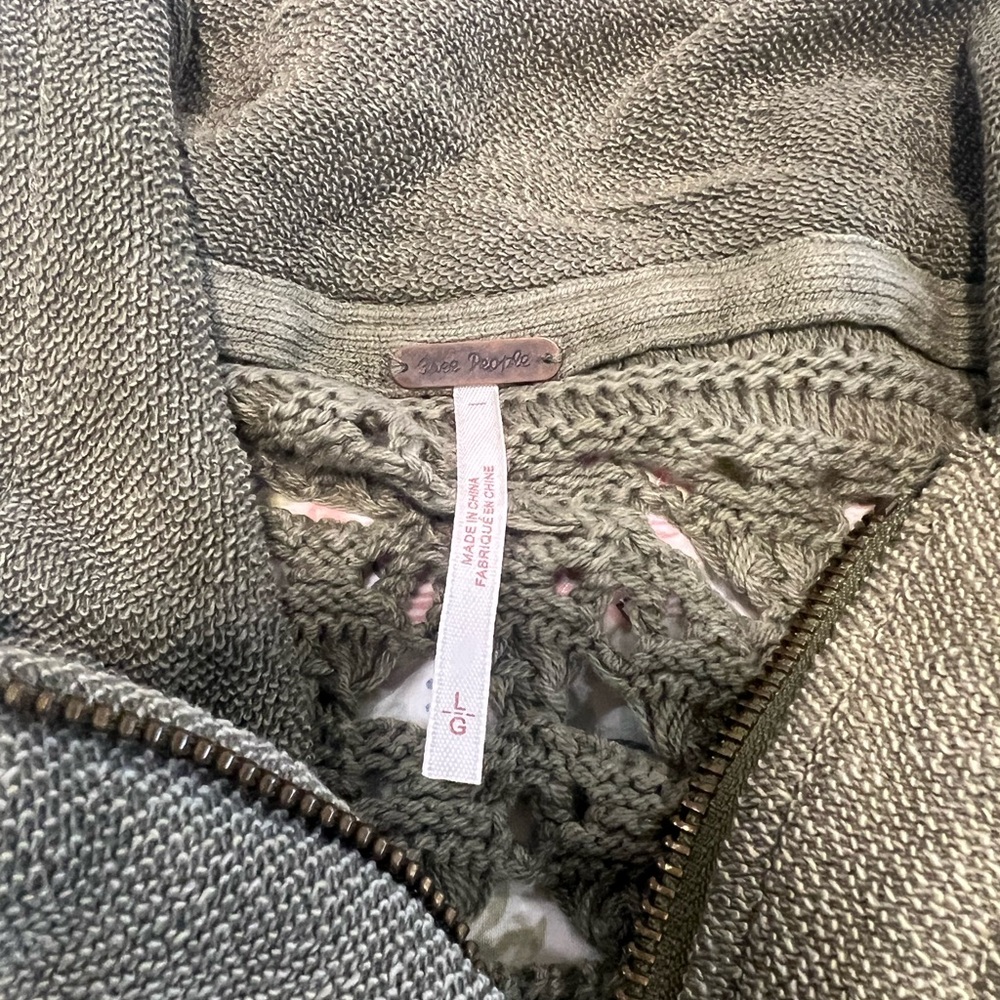 Free People Sage Green Textured Cardigan